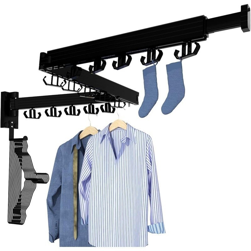 Wall Mounted Foldable Clothes Drying Rack Space Saving Laundry Organizer New