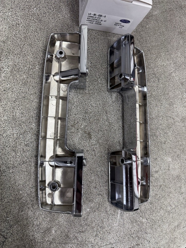 1965 1966 1967 Chevy Nova Corvair Front Armrest Bases Chrome ( Pair )