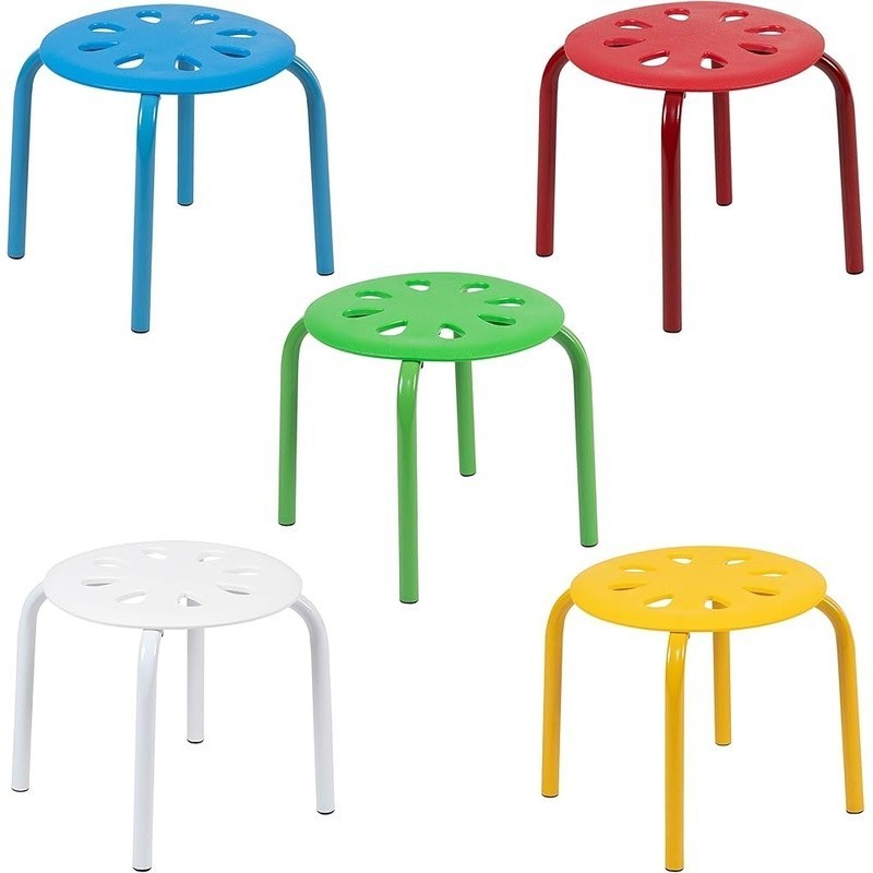 Stackable Plastic Kid Stools Set of 5 Durable Lightweight Classroom Library New