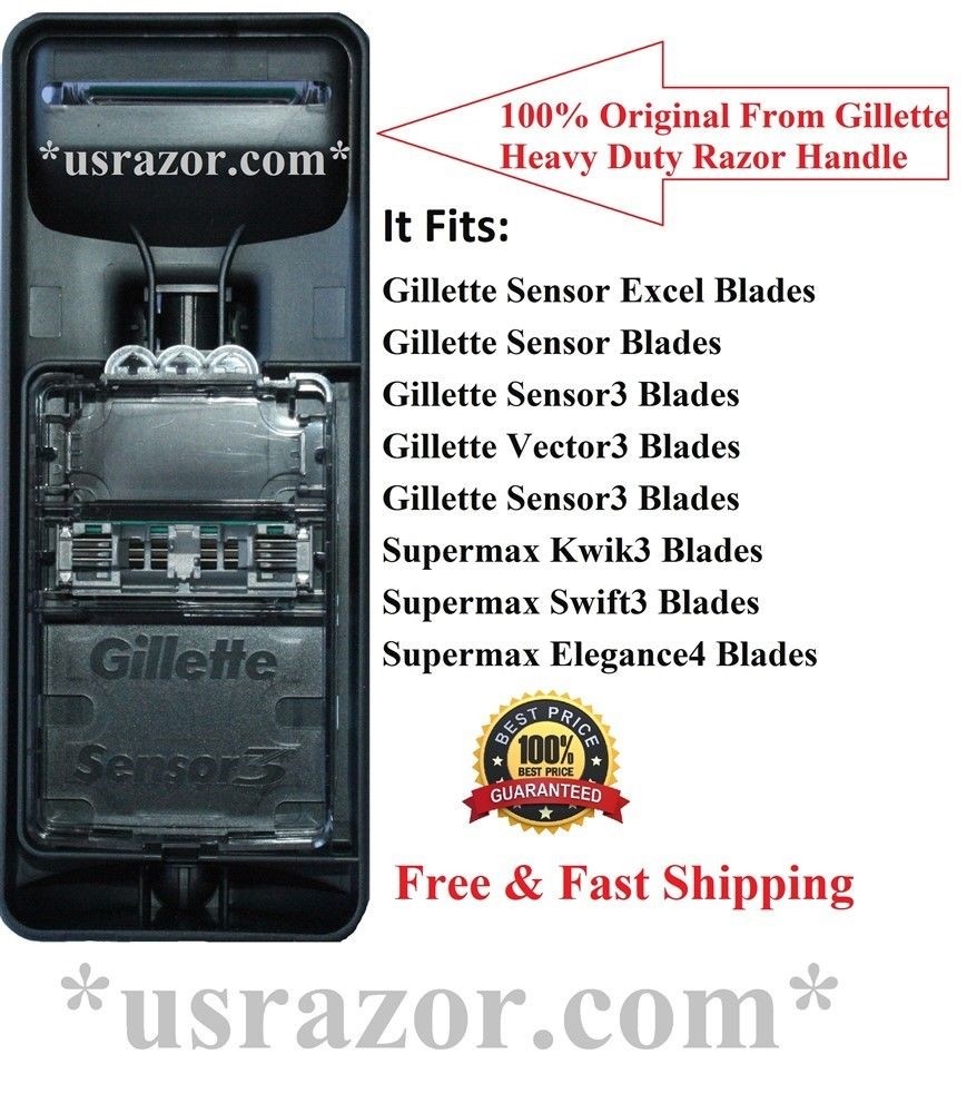 *Gillette Sensor3 Razor Metal Handle 2 Cartridges Fit Sensor 3 Excel Shaver