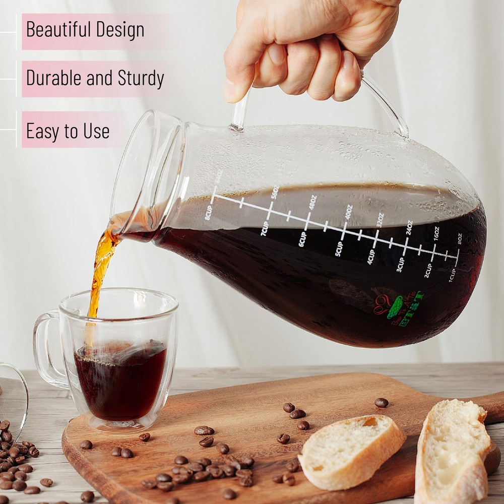 BTaT- Cold Brew Coffee Maker Iced 2 Liter (2 Quart 64 oz) Tea Pitcher