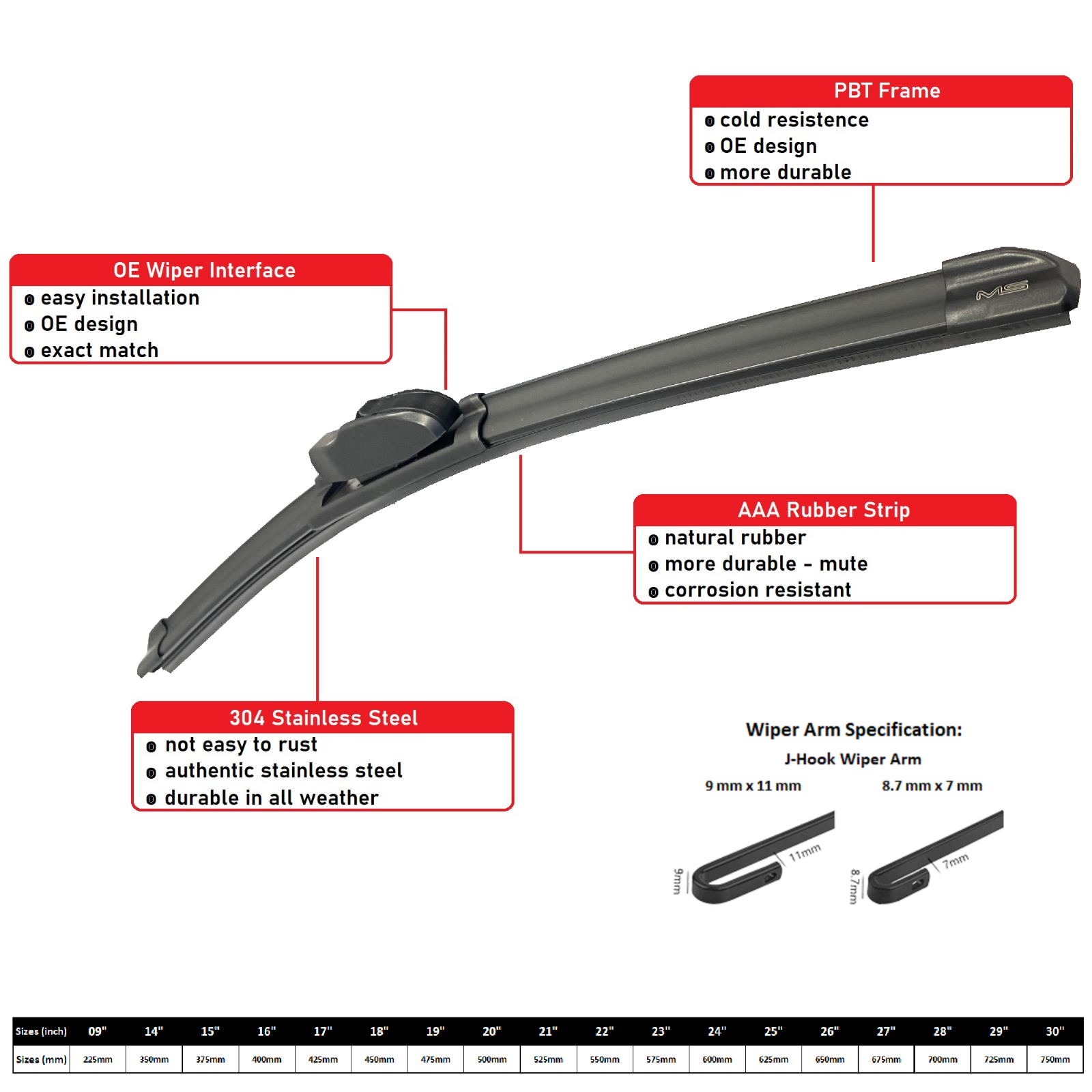 Front Windshield Wiper Blades For JEEP TJ WRangler 97-06 Pair 13" 13" All Season