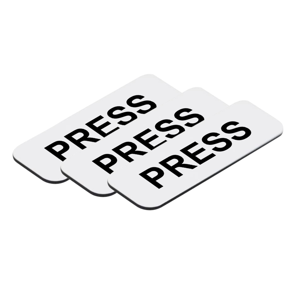 Press 1 x 3" Name Tag/Badge, (3 Pack)