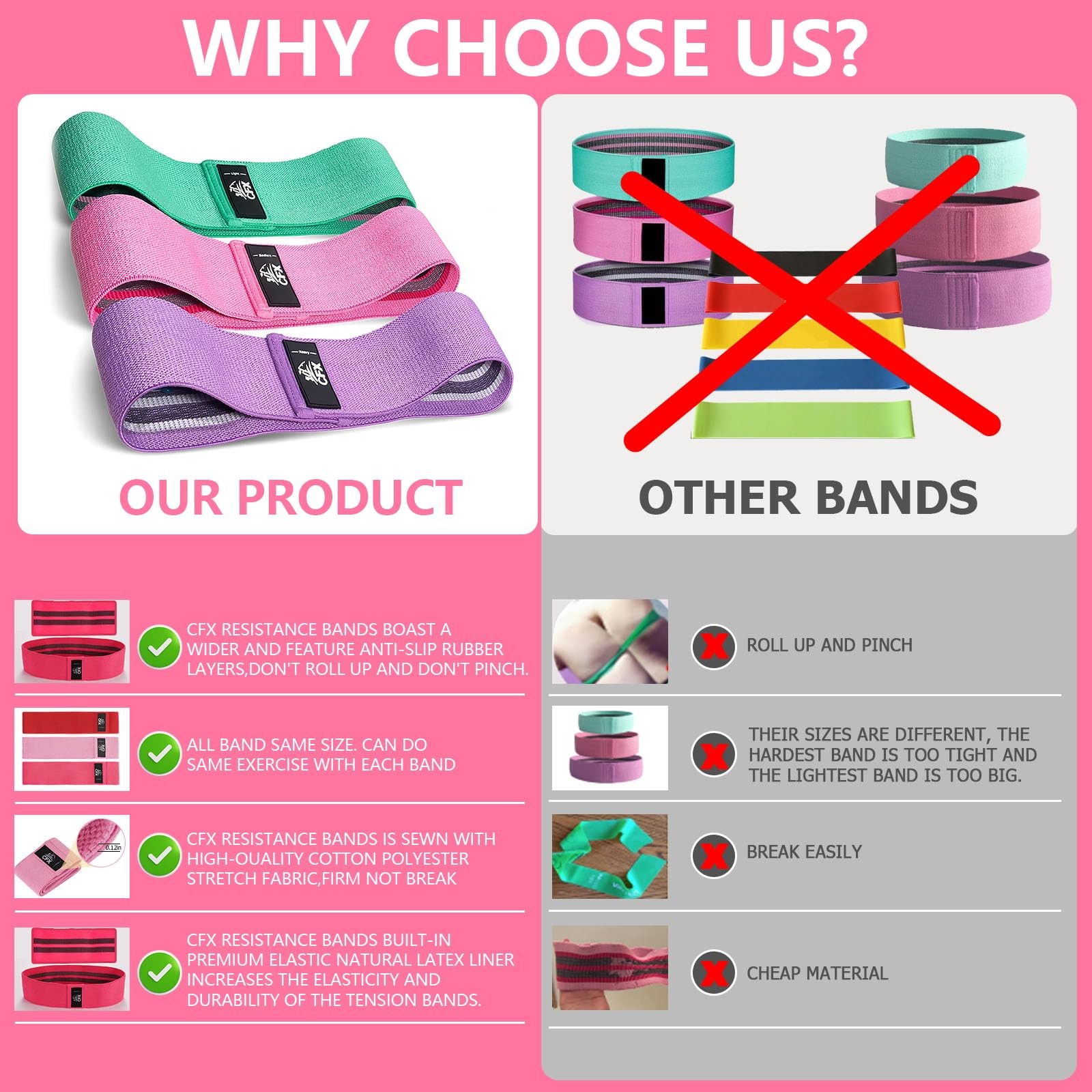 Resistance Bands Set, Exercise Bands with Non-Slip Design for Hips & Glutes, ...