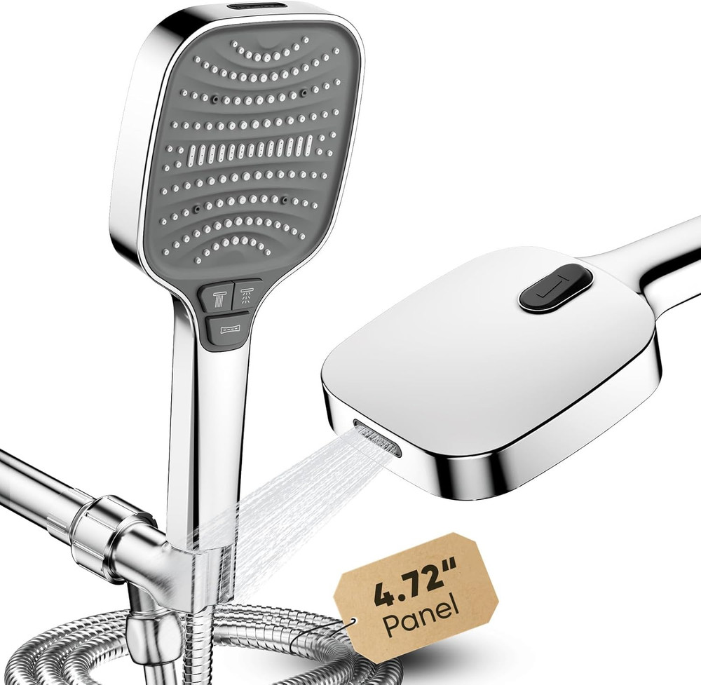 High Pressure Handheld Shower Head 8 Modes Silver