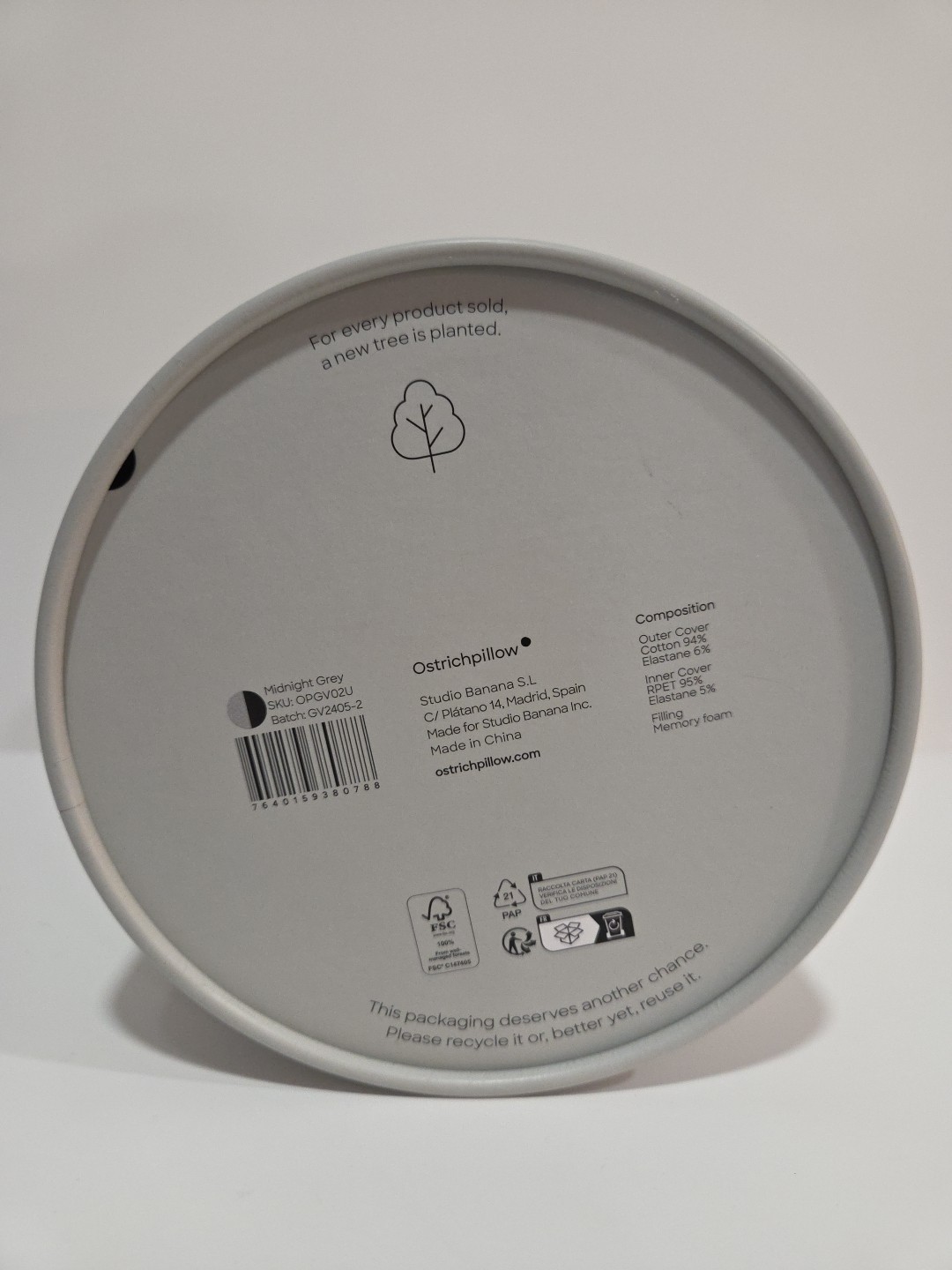 Open Box-OstrichPillow Go Neck Travel Pillow, Memory Foam, Grey/Black