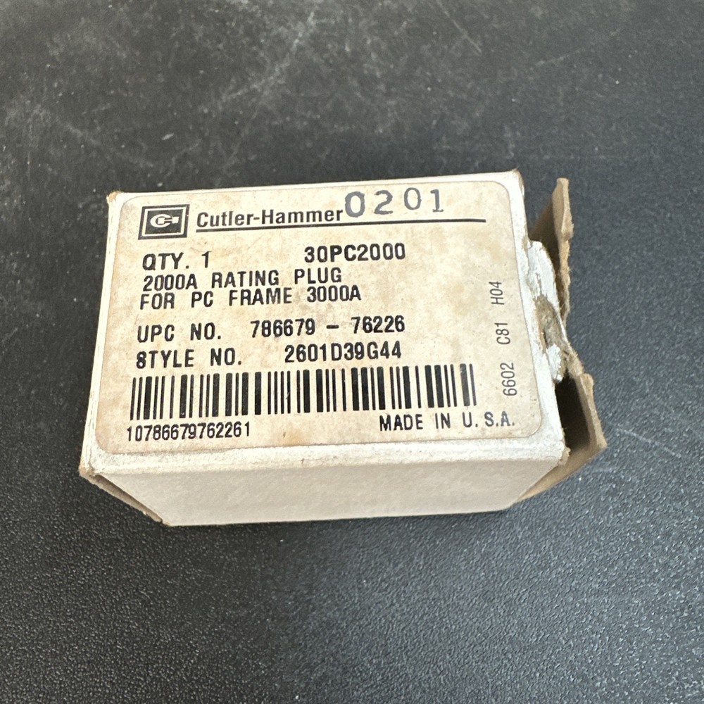 CUTLER HAMMER RATING PLUG (NEW IN BOX) 30PC2000