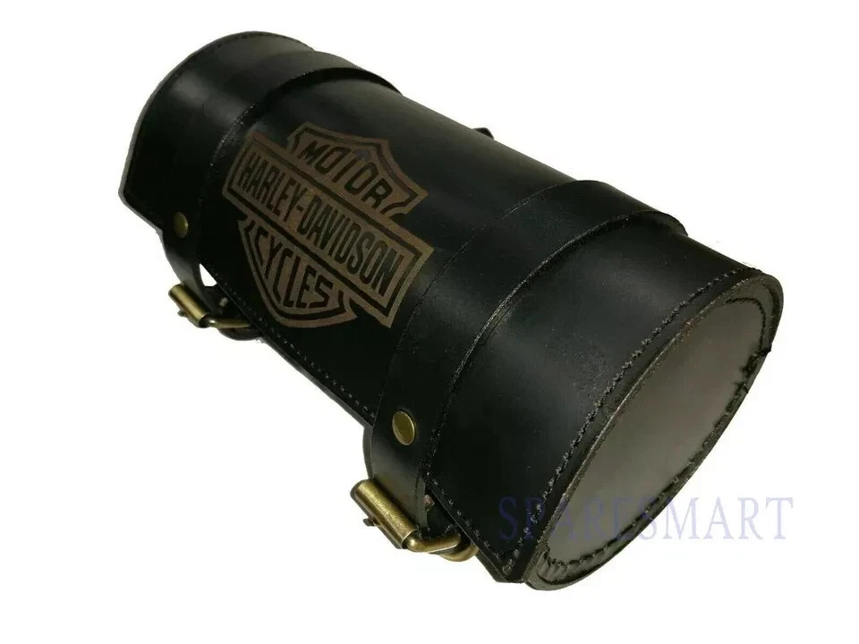 PURE LEATHER TOOL BAG ENGRAVED FOR HARLEY DAVIDSON MOTORCYCLE IN BLACK COLOR
