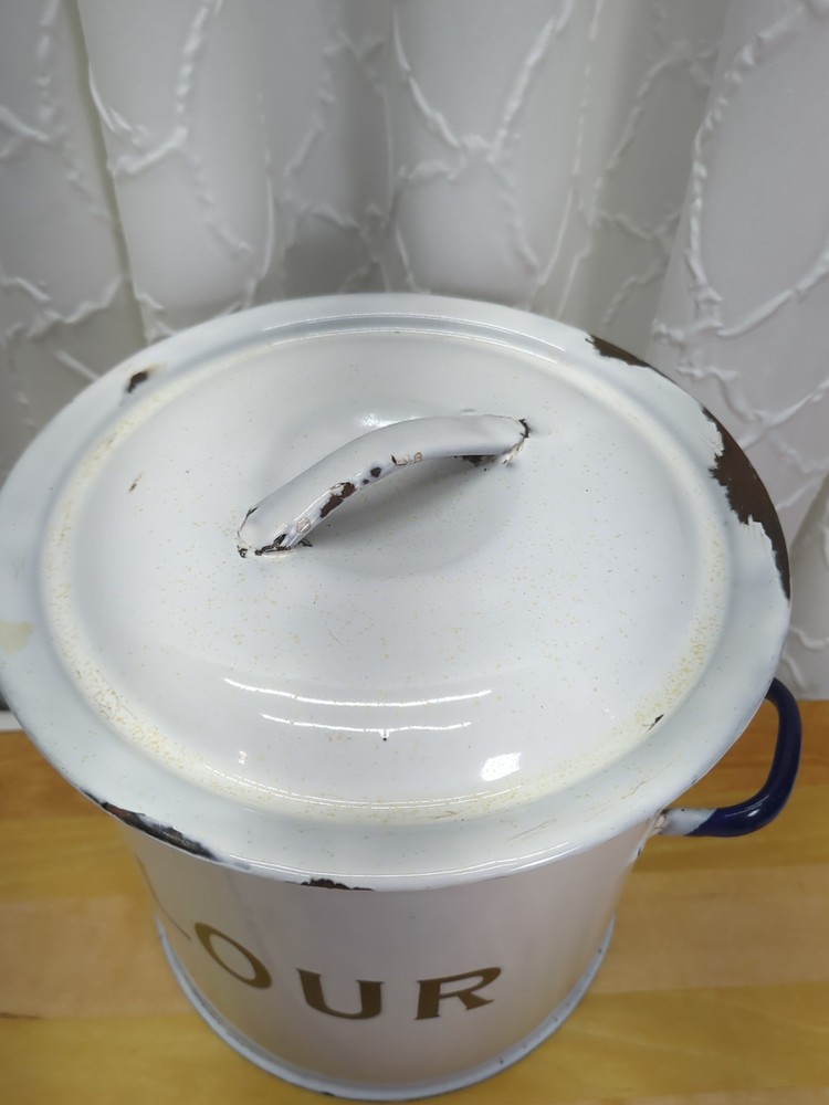 Enamelware Flour Pot