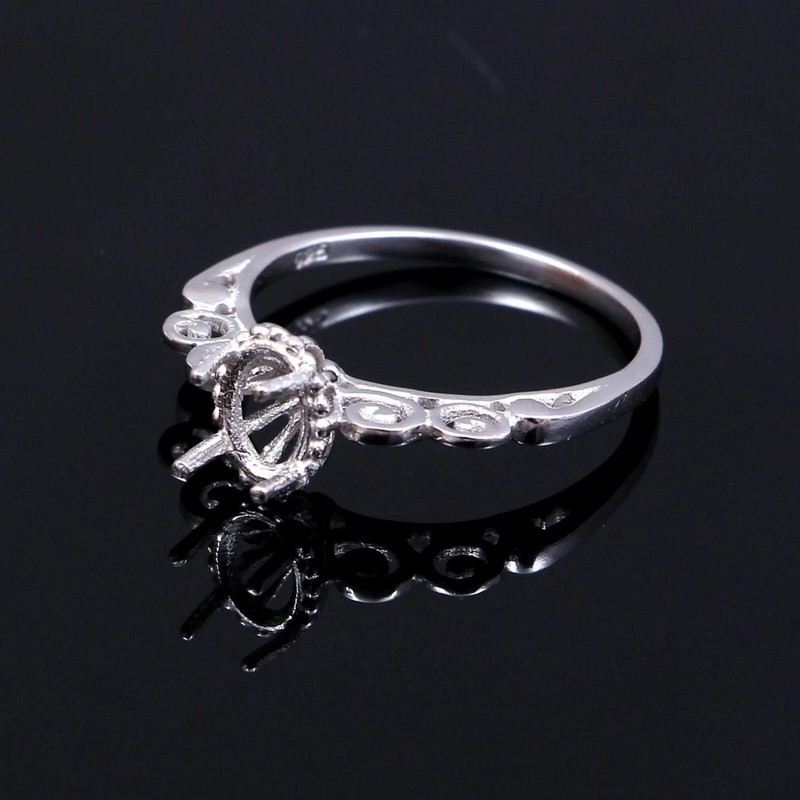 Semi Mount Ring Stone Setting Size 7X5 MM Oval Shape 925 Sterling Silver Ring