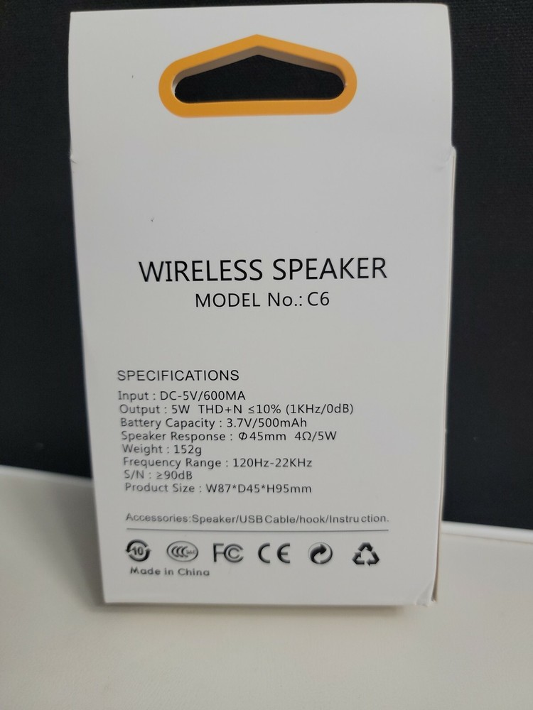 NEW Wireless Speaker Model No. C6 Portable Bluetooth Speaker