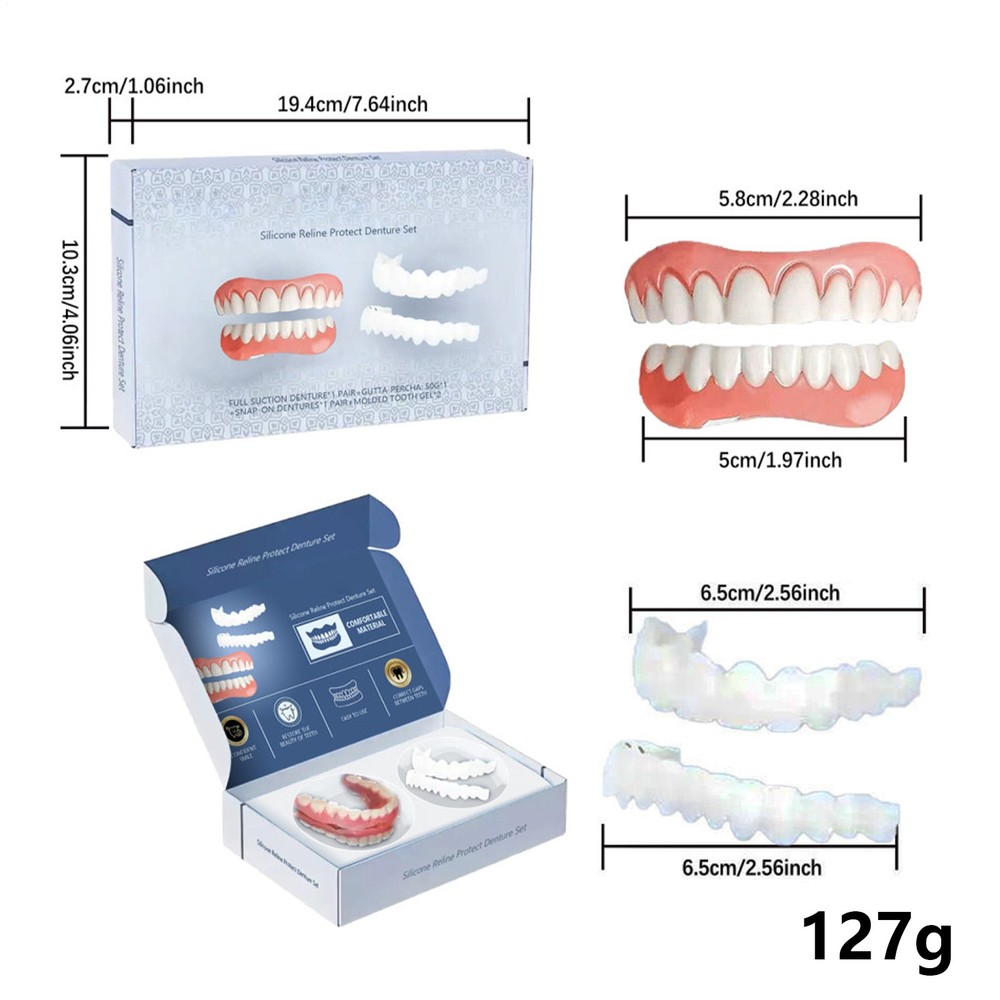 Easy Denture Top and Bottom Denture Solution Improve Smile Denture Full Set
