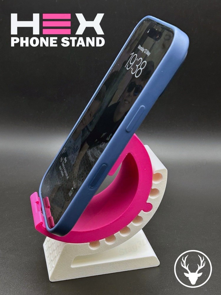 HEX Desktop Phone Holder Universal Hexagonal Pattern Pink Blue White Black