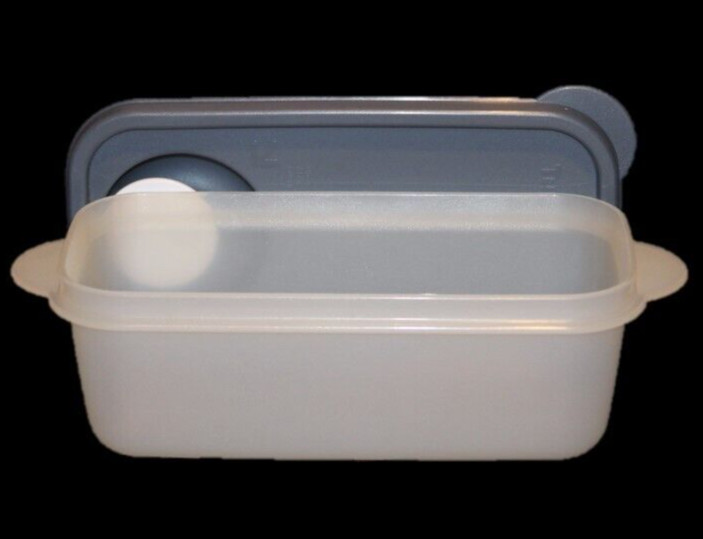 Tupperware CrystalWave 3 Cup Rectangle Lunch Container Microwave Safe Gray Clear