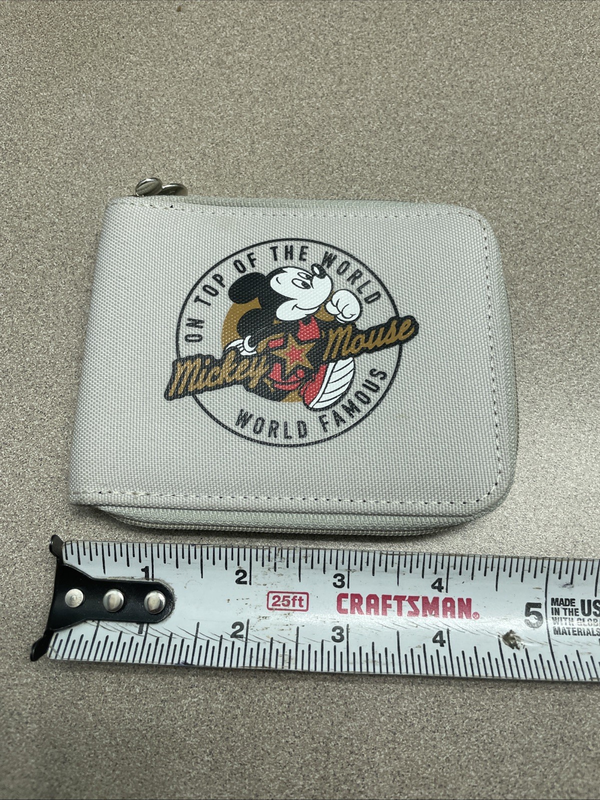 Walt Disney Mickey Mouse Bifold Zip Around Square Wallet World Famous