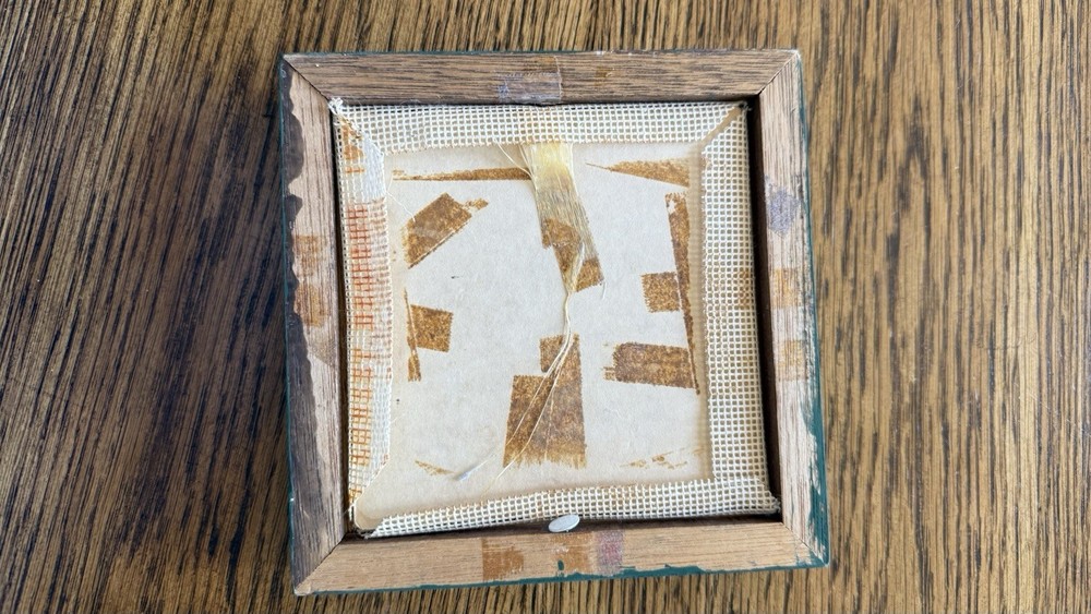 Vintage Frog Needlepoint Mini Wood Frame