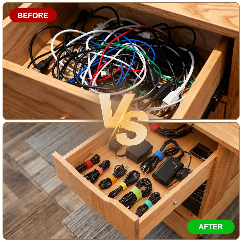 10pcs Reusable Cinch Straps 1"x18" Hook and Loop Cable Securing Straps, Black