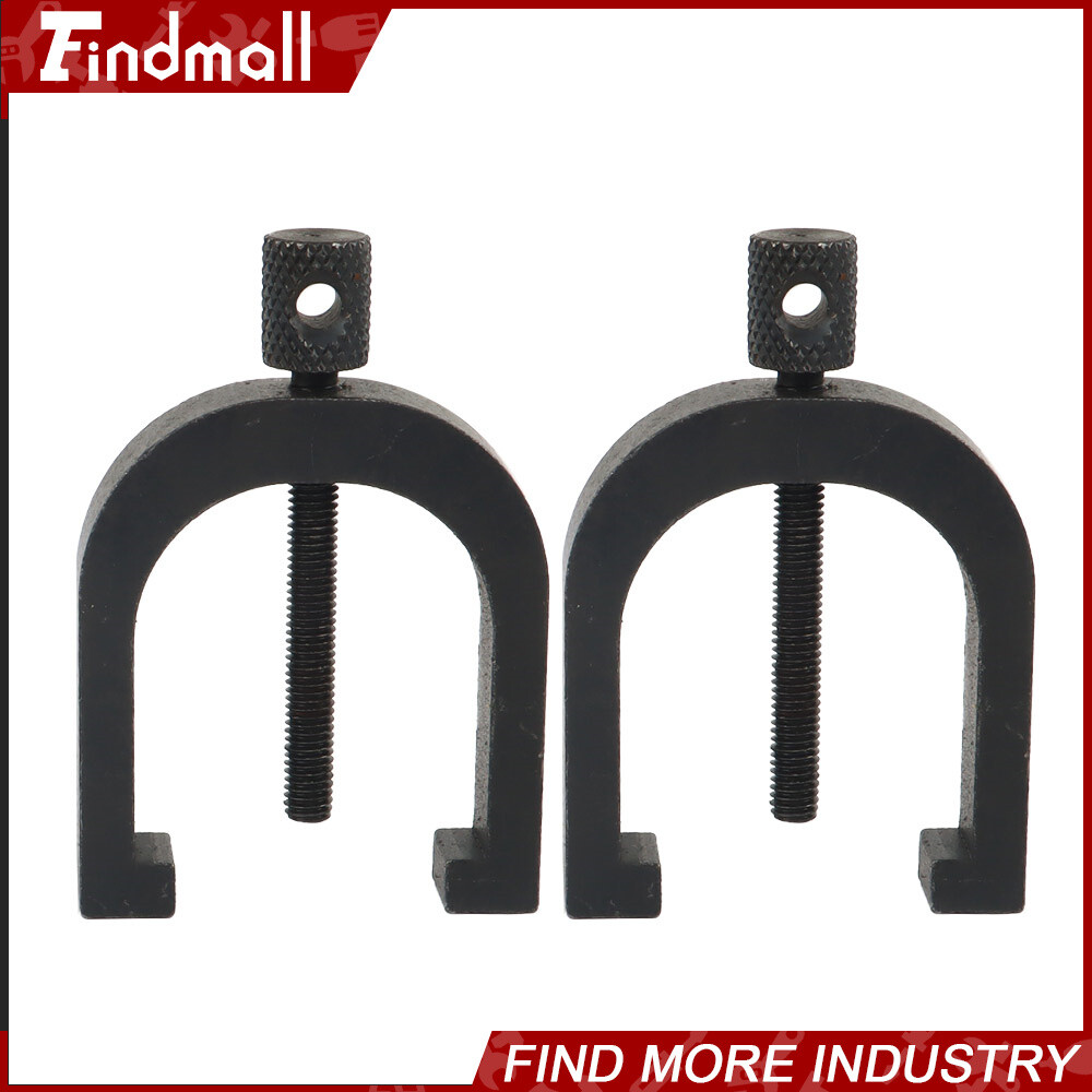 Findmall 1-5/8" x 1-1/4" x 1-1/4" V-Block and Clamp Set Hardened Steel 90 Degree