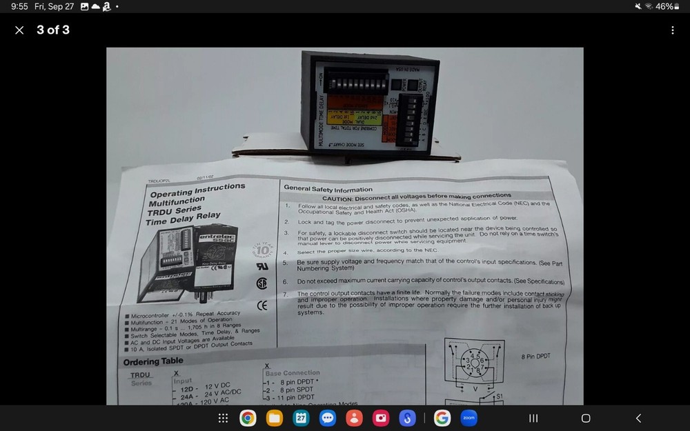 Littelfuse TRDU120A2 Multi-Function Time Delay Relay