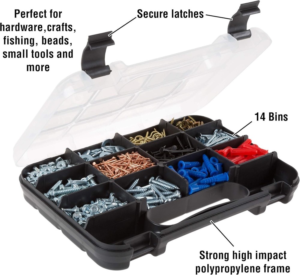 Multi-Functional Portable Organizer with 14 Compartments for Beads, Tools & More