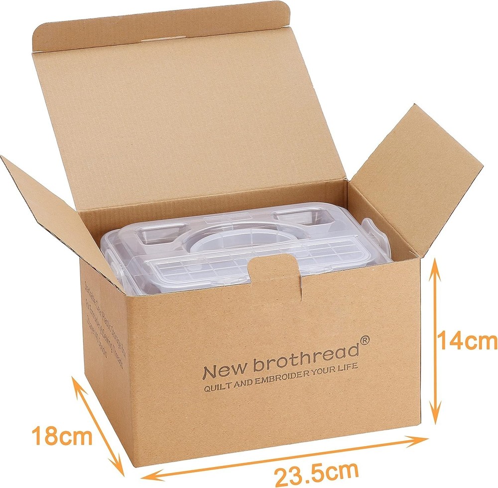 2 Layers Stackable Clear Storage Box/Organizer for Holding 40 Spools Home Emb...