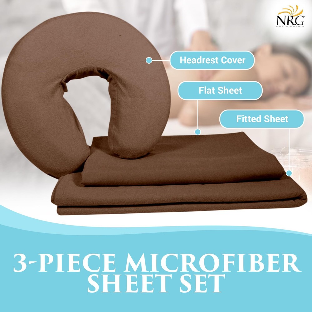 Premium Microfiber 3 Piece Massage Set by - Includes Massage Table Flat , Fit...