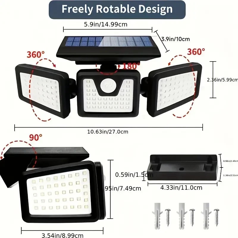2 Pack LED Motion Sensor Solar Lights ,Outdoor IP65 Waterproof Security Lamp