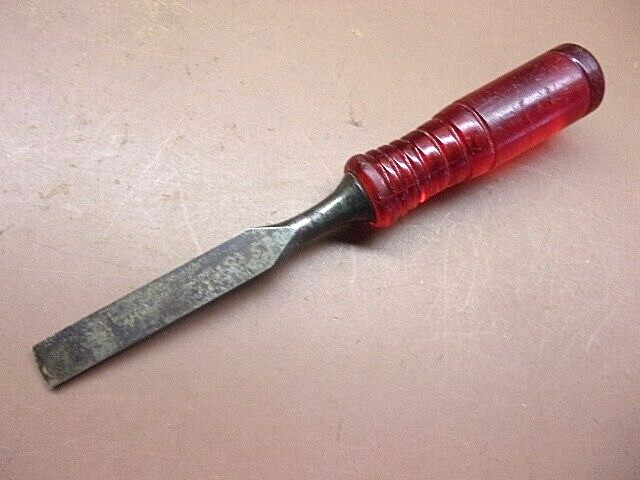 MILLERS FALLS 1430 1/2" Permaloid Red Handled Chisel 7" Long VG Cond & SHARP!!
