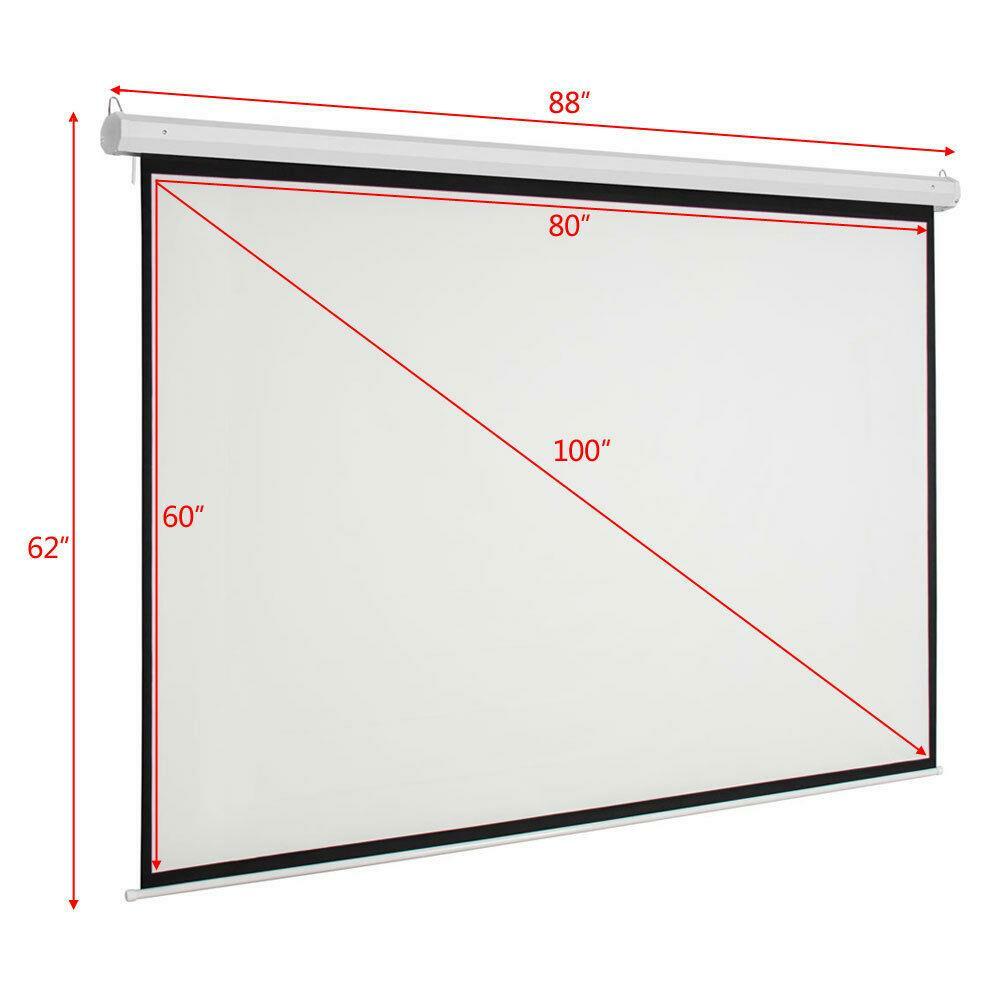 100" 4:3 Foldable Electric Motorized Projector Screen HD Home Theater + Remote