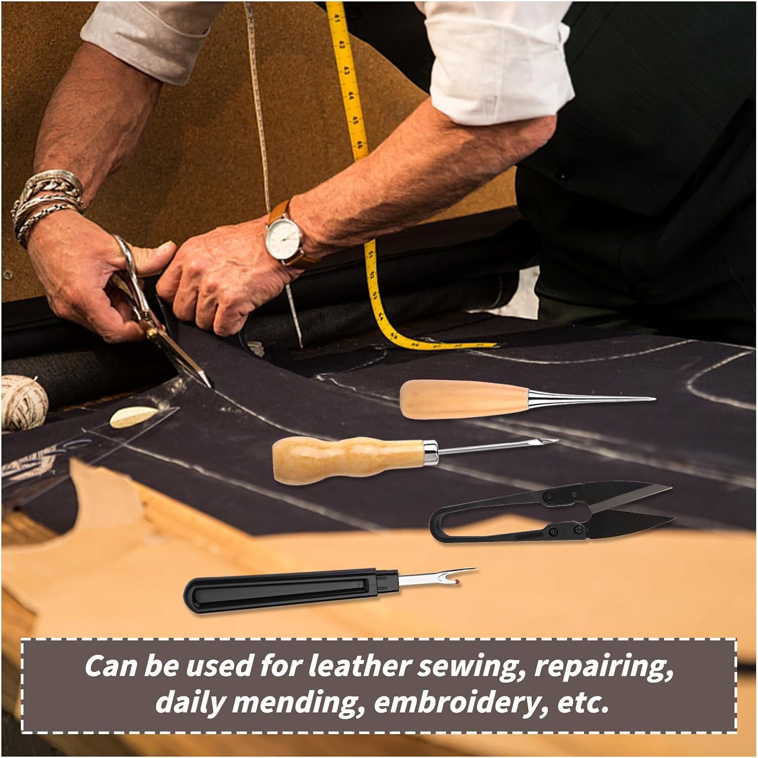 Upholstery Repair Sewing Kit Leather Hand Stitching Needles Thread Awl Tools