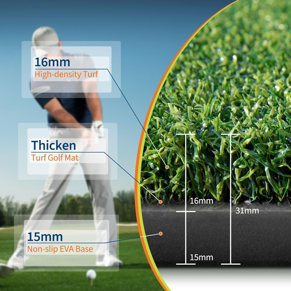 5 x 5 Golf Hitting Mat Premium Turf for Realistic Practice Experience