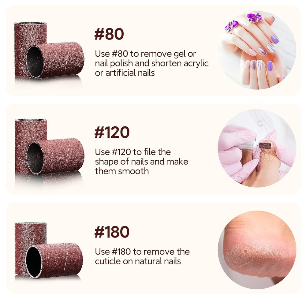 Durable Nail Sanding Bands with 3/32" Bits - Perfect for Beginners & Pros