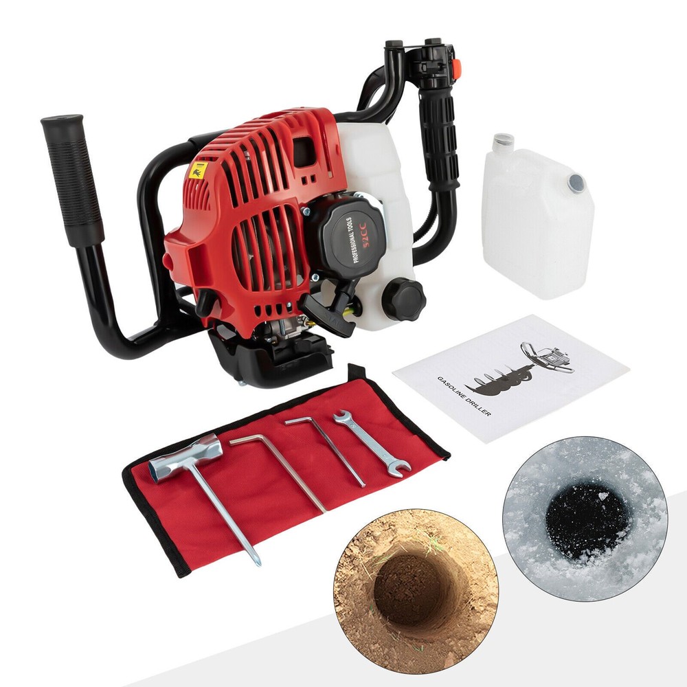 2-Stroke Post Hole Digger Engine, 52CC Gas Powered Earth Auger, NO Drill Bits