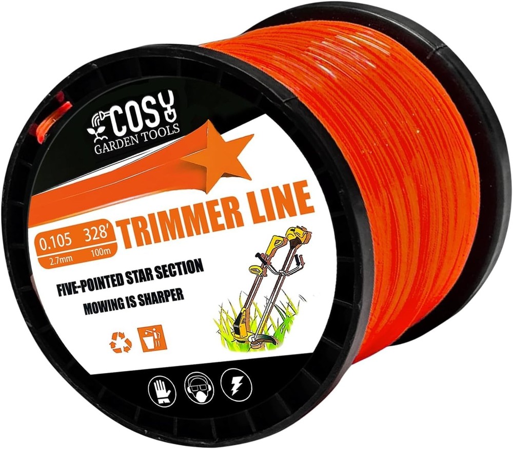 String Trimmer Line, Commercial Grade Orange Pentagon Weed Eater String, Nyl...