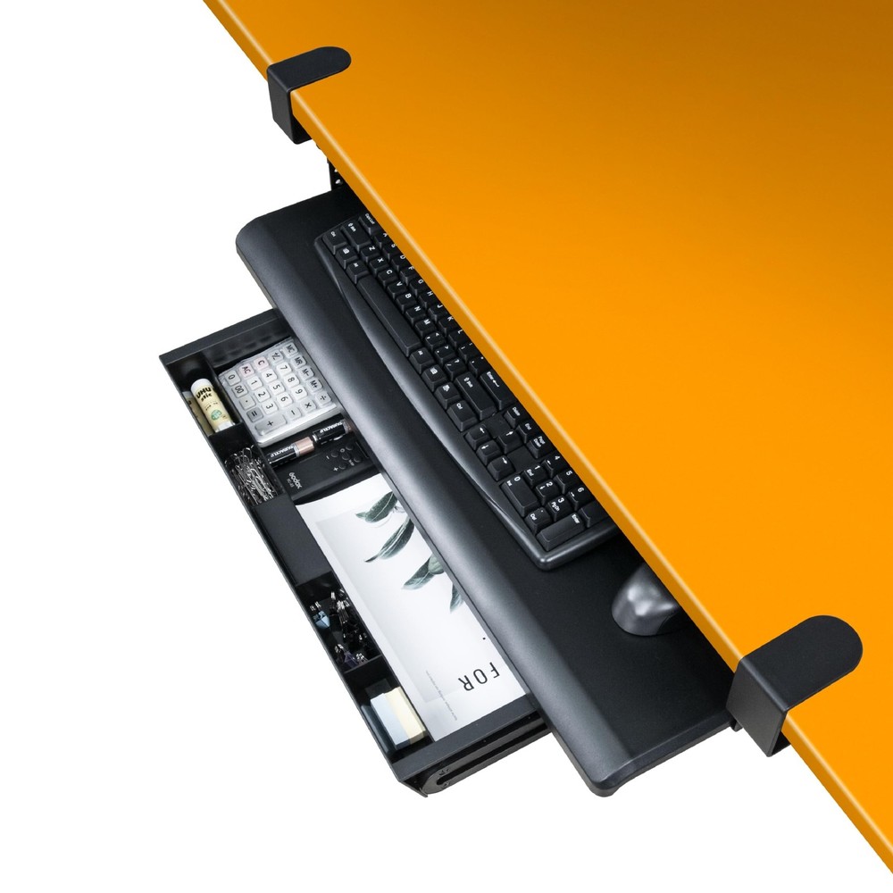 EHO Keyboard Tray with Drawer - Clamp On Under Desk Pull Out Extender Table A...