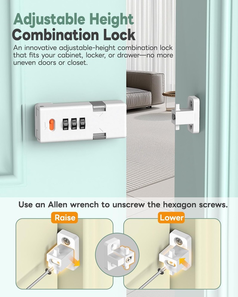 90 Degree Barn Door Combination Lock 3 Digit Password Keyless Security Latch