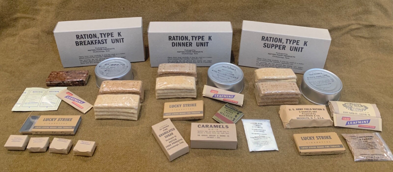 Early-Mid War Fully Edible WWII Reproduction K Ration Breakfast Dinner Or Supper