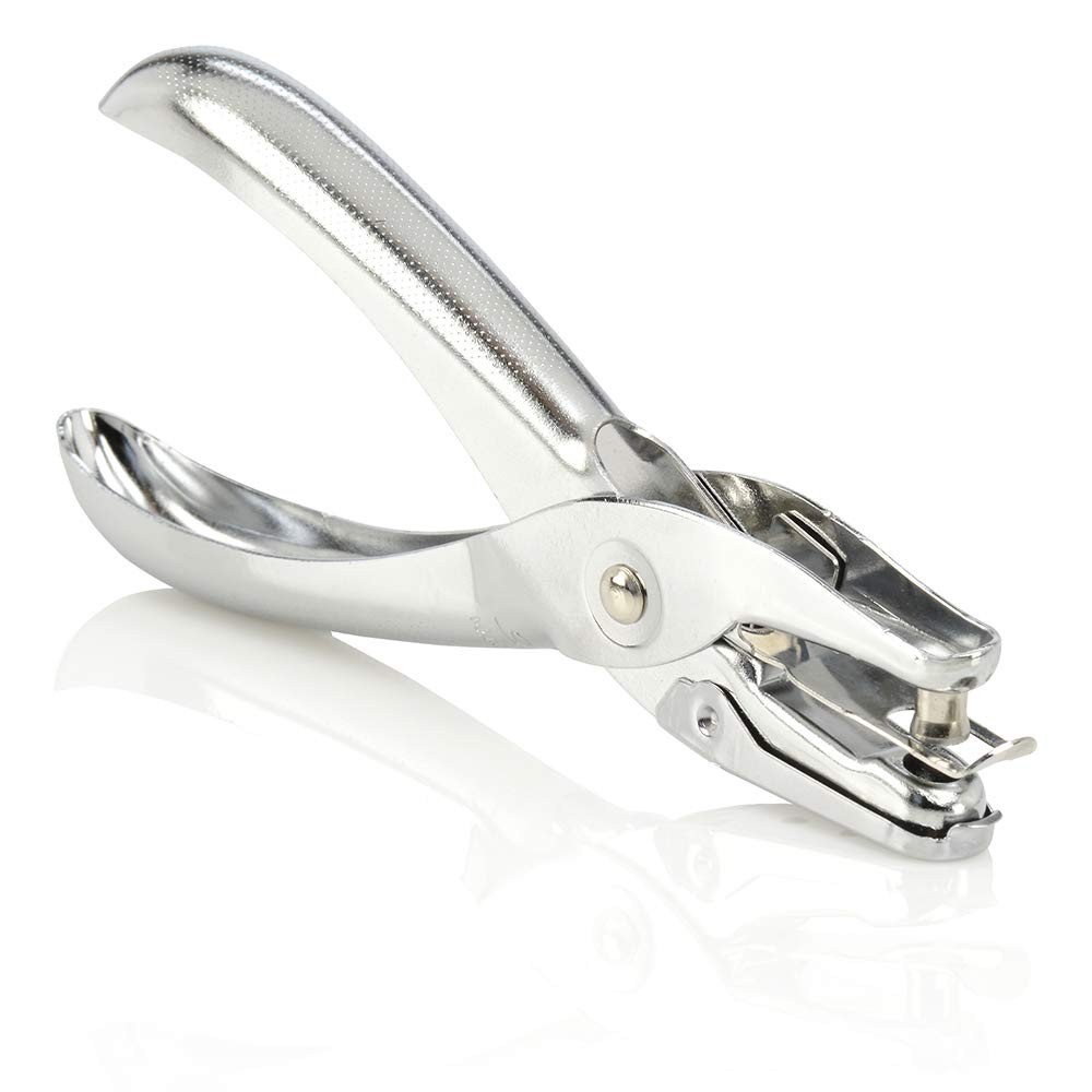Durable Chrome Handheld Single Hole Punch 5 Sheet Capacity Compact Design