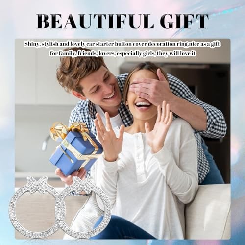 2PCS Bling Butterfly Car Engine Start Button Cover Ring,Car Push to Start