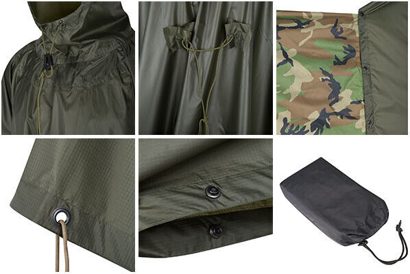 HELIKON-TEX PONCHO U.S. Army WATERPROOF Rain Survival Tarp PENCOTT WILDWOOD