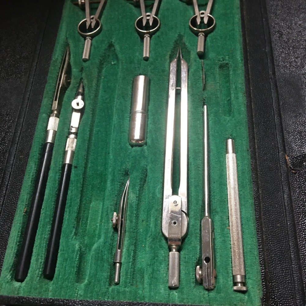 Vintage Tower Precision Drafting & Drawing Instrument Tool Set in Case Germany