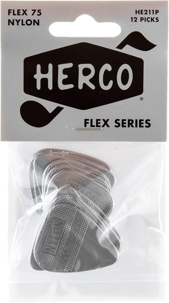 Herco® HE211P Flex 75 Nylon Flat Picks, Silver, Heavy, 75 Silver