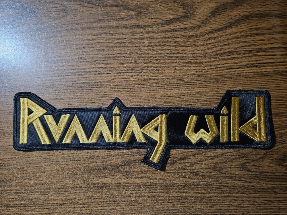 RUNNING WILD, SEW ON GOLDEN EMBROIDERED LARGE BACK PATCH