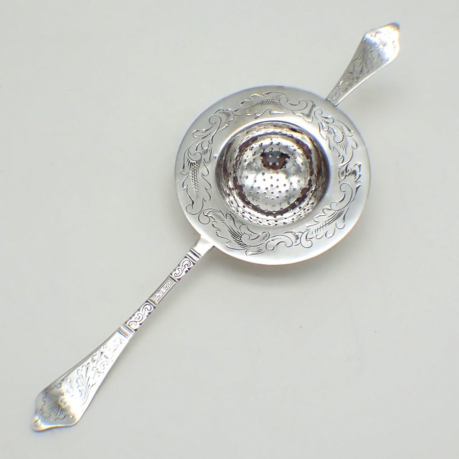 Engraved Tea Strainer Danish 826 Silver 1909