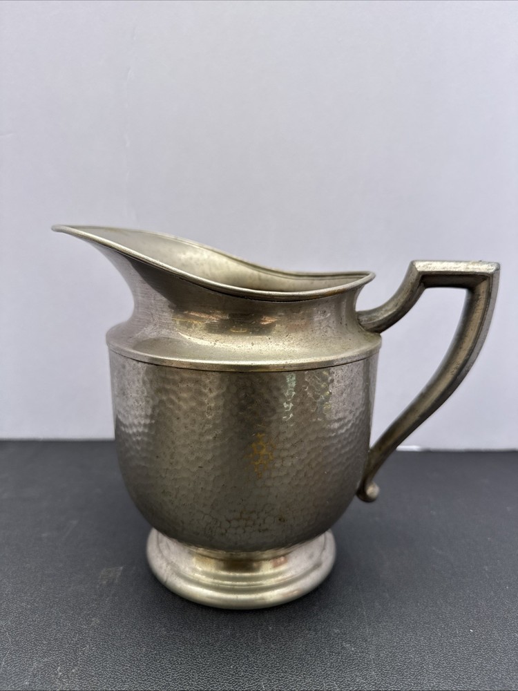 Vintage EPNS Hammered Silver Plate Creamer Pitcher Footed Handle