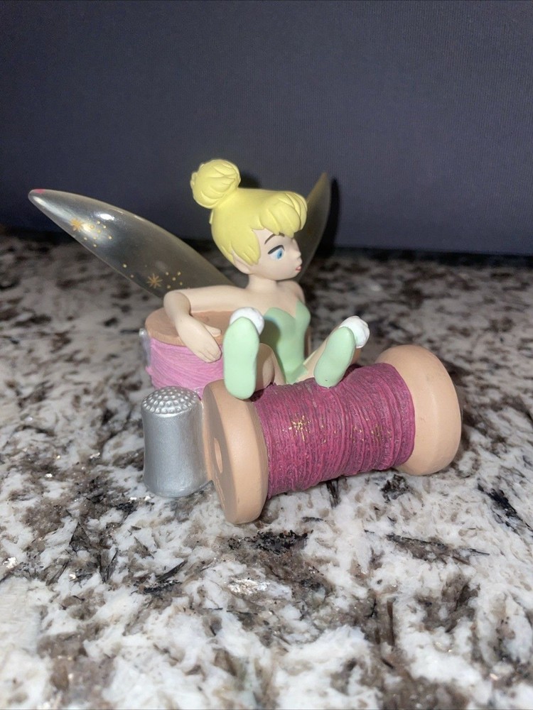 Disney Tinkerbell With Spool, Thimble, Buttons, And Timepiece