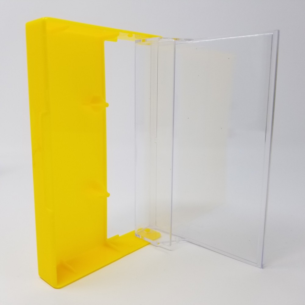 5 Cassette Tape Cases: Clear Front + Lemon Yellow Solid Back - Plastic