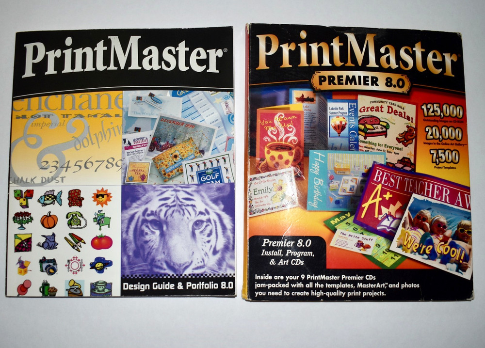 PrintMaster Premier 8.0 PC Software WINDOWS 95 98 Install, Program, 9 Art CDs
