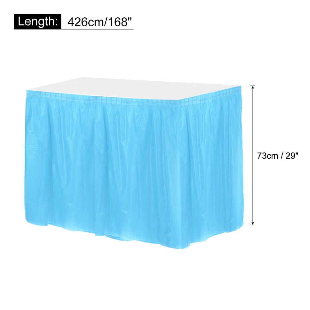 1 Pack Light Blue Plastic Table Skirts, 29 in x 14 Ft Table Skirts Rectangle