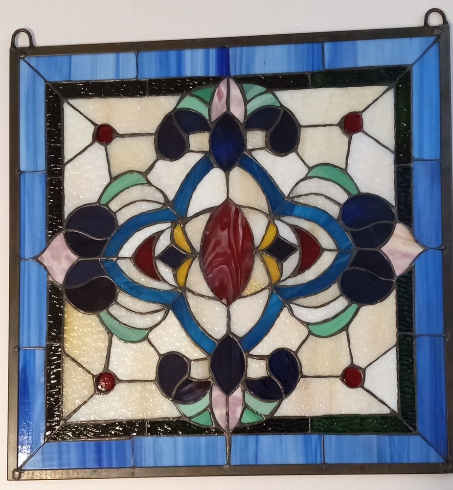 Stained Glass Window Hanging Panel *Artisan Statement Piece* 19.5" Square